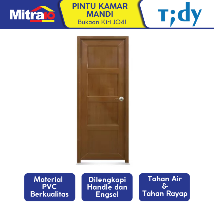 Tidy Pintu Kamar Mandi Pvc + Handle Bukaan Kiri J041 71X195 Cm Coklat