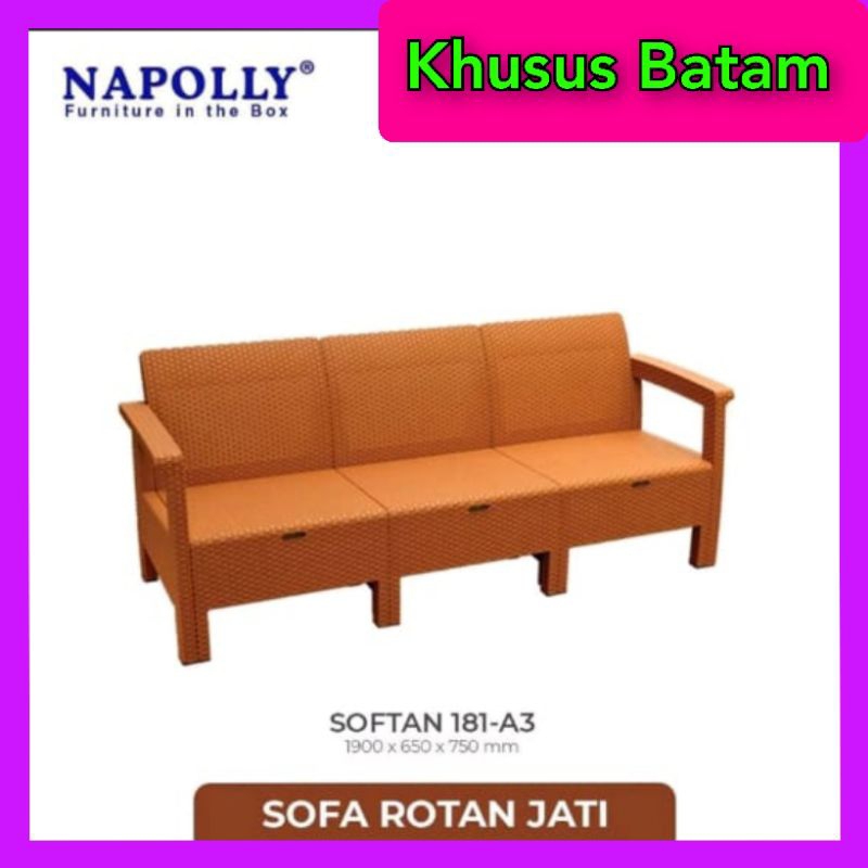 KURSI SOFA ROTAN PLASTIK NAPOLLY 3DDK (KHUSUS BATAM)