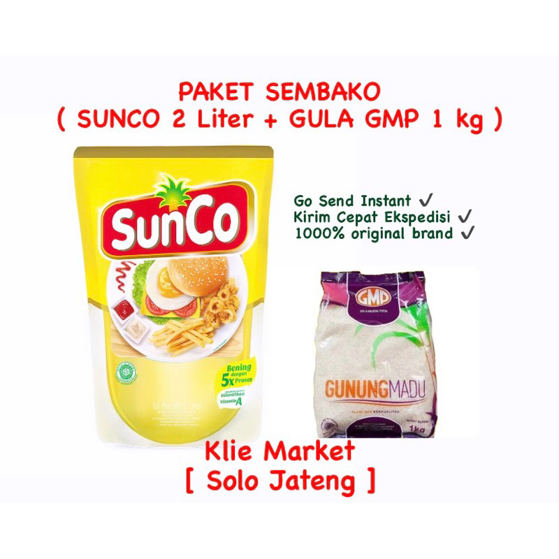 

PAKET SEMBAKO >> SUNCO 2 lt + GULA GMP 1kg [ SOLO JATENG]