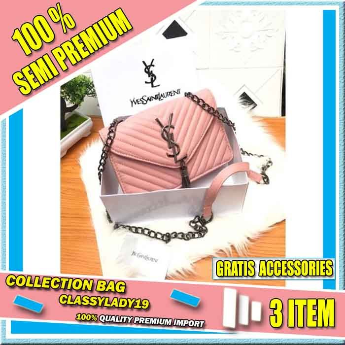 Classylady CL 573 Tas Emory Bag Slempang Rantai Selempang Bahu Kuliah Kulit Asli Wanita Cewek Prempu