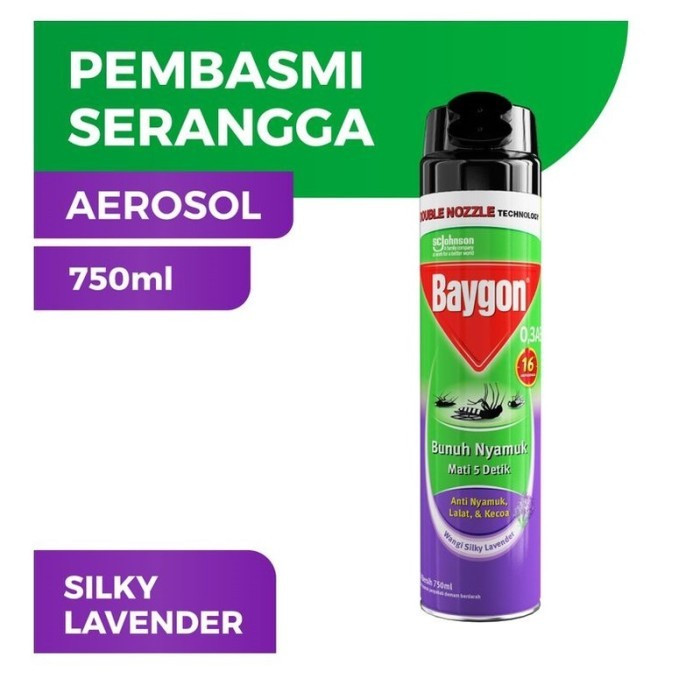 Baygon Aerosol Baygon 750ml, Obat Nyamuk Semprot, Pembasmi Serangga.