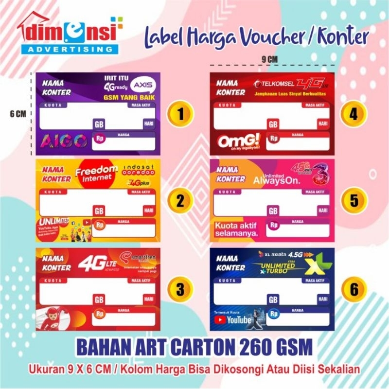 

LABEL HARGA VOUCHER KONTER LABEL KARTU PERDANA