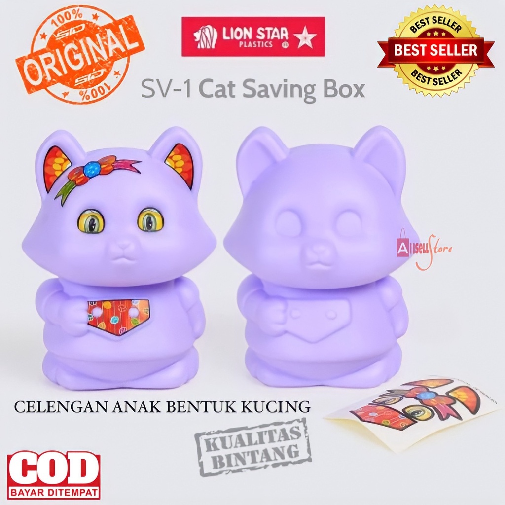 CELENGAN ANAK BENTUK KUCING / CELENGAN KOIN DUIT / CELENGAN LUCU / TEMPAT UANG LUCU / TEMPAT MENABUN