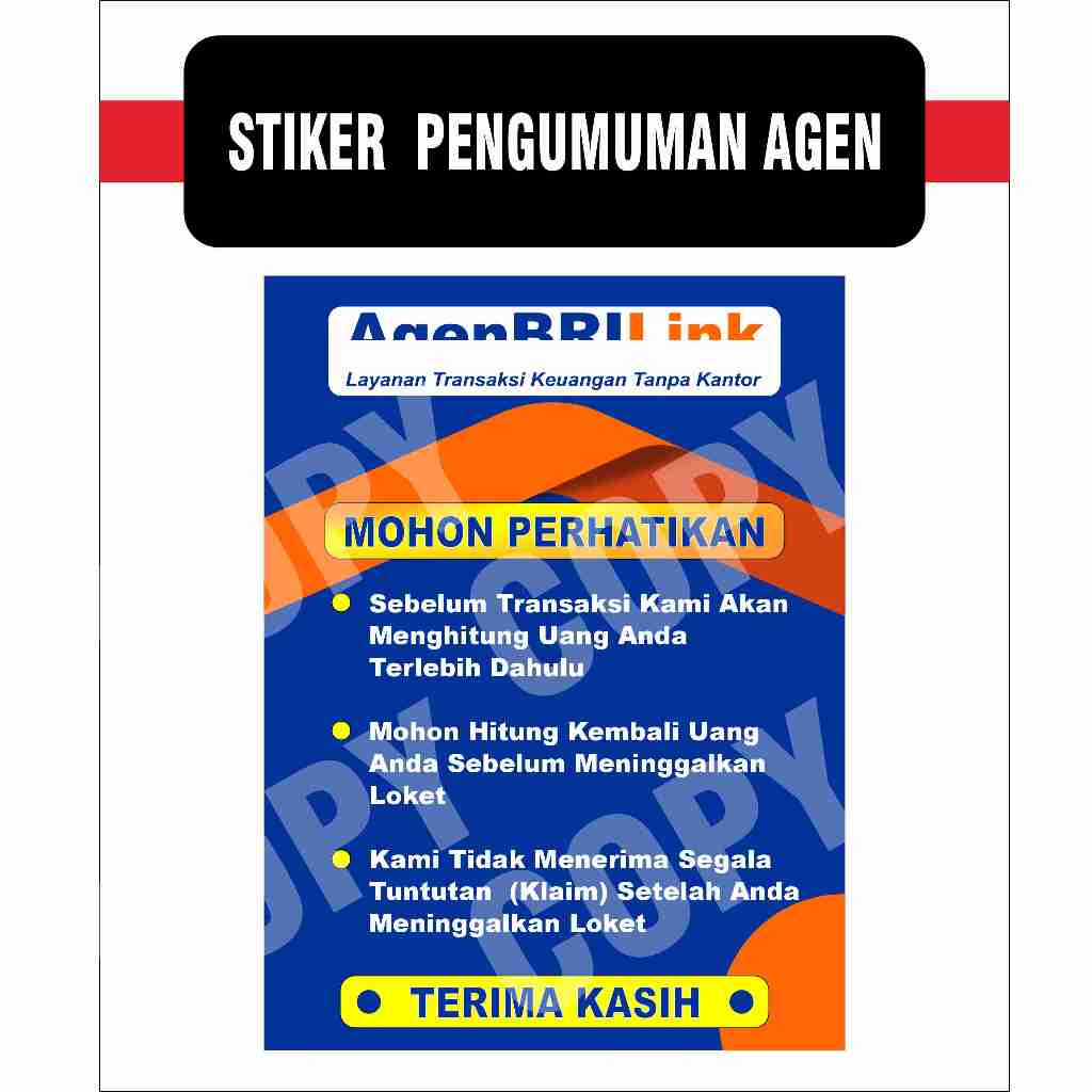 

STIKER PENGUMUMAN AGEN CEK KEMBALI + LAMINASI GLOSY