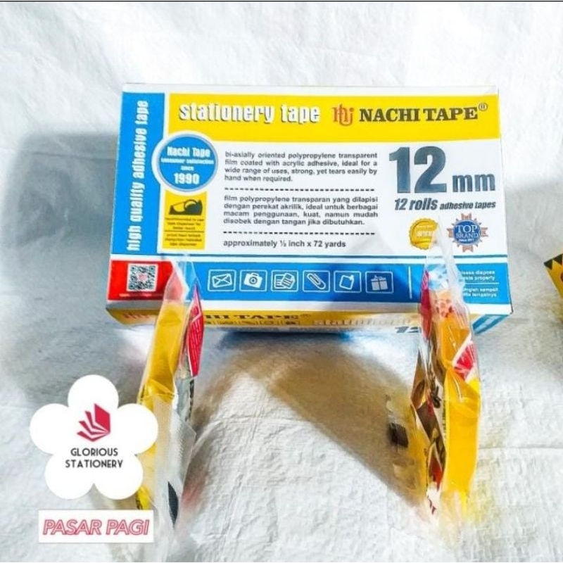 

Selotip 1/2 inch x 72 yard merk Nachi