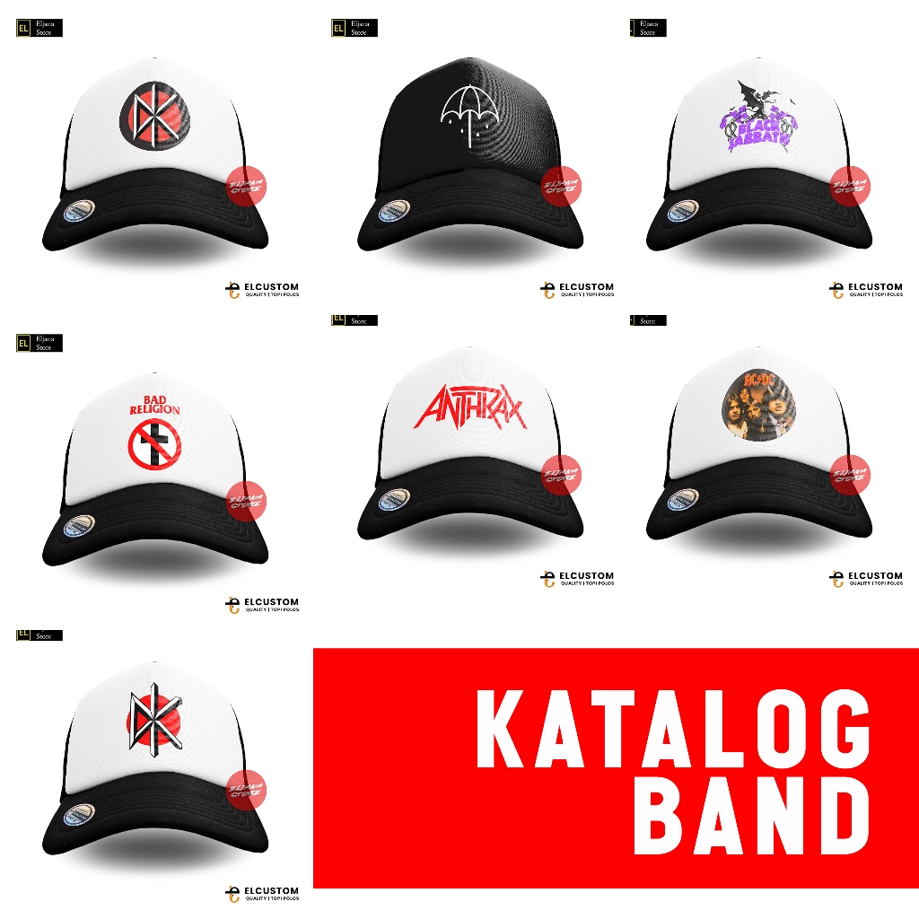 Bad Religion / BMTH /  Antrax / ACDC / Topi Band / Topi Distro / Topi Trucker / Topi Distro Premium 