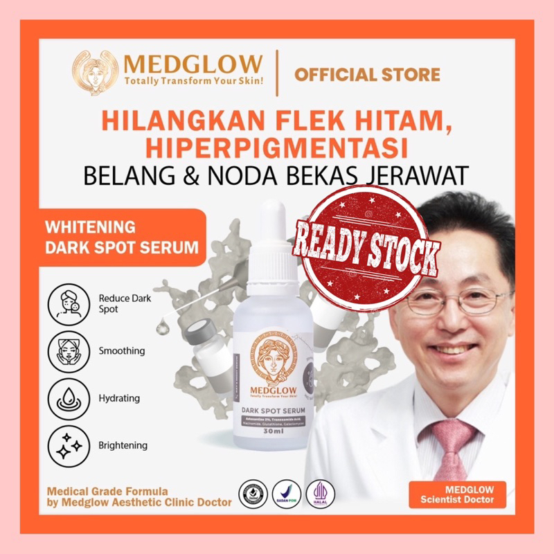 We Are Back MEDGLOW CLINIC Whitening Dark Spot Serum 30 ml | BPOM HALAL Skincare Whitening Brighteni
