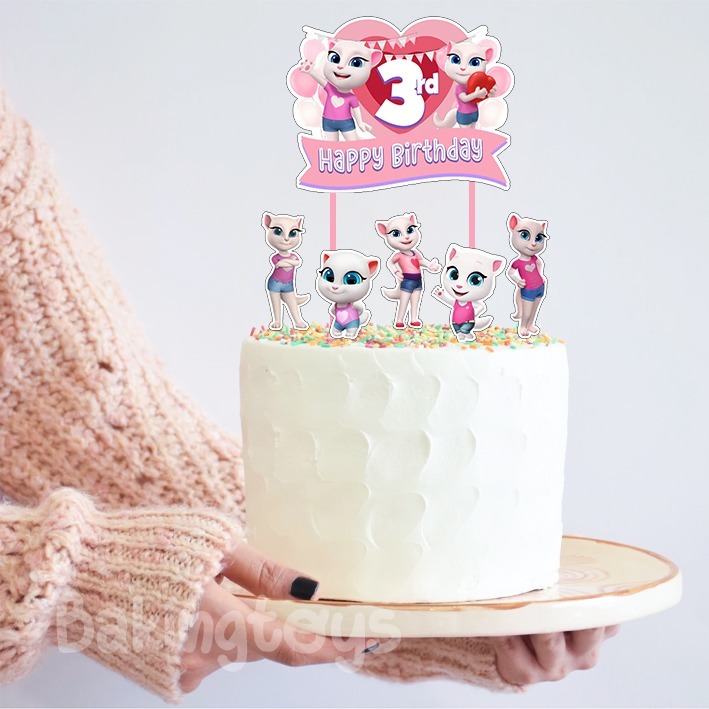 Angela Talking Tom - Topper Cake Birthday / Hiasan Kue Ulang Tahun