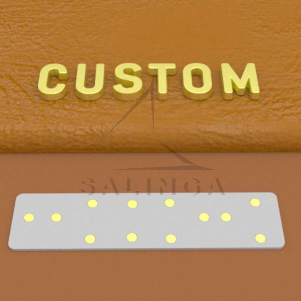 LABEL TAS  LOGAM CUSTOM DESAIN - SISTEM PEN LOGO HURUF PISAH