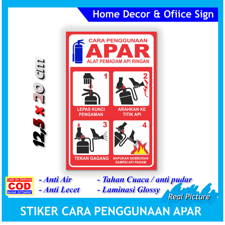 

Label Stiker Cara penggunaan APAR sticker alat pemadam api ringan prosedur keselamatan kerja K3