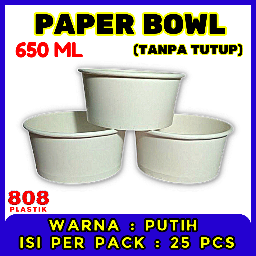 

Paper Bowl 650 ML / Rice Bowl / Mangkok Kertas / Mangkuk Nasi / Bowl Putih Polos Kemasan Makanan Okey 650ml
