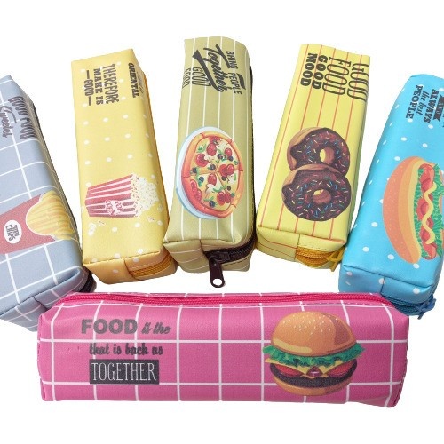 

Kotak Pensil Lucu Tempat Pensil Motif Fast Food dan Fruit