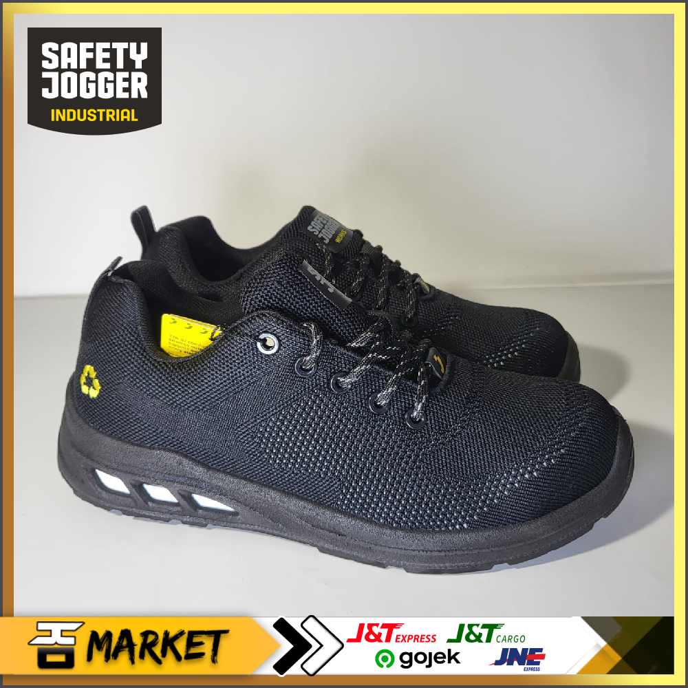 ( BARANG READY / BUKAN PO ) Sepatu Safety Jogger Model ECOFITZ BLACK S1P LOW Toecap Steel