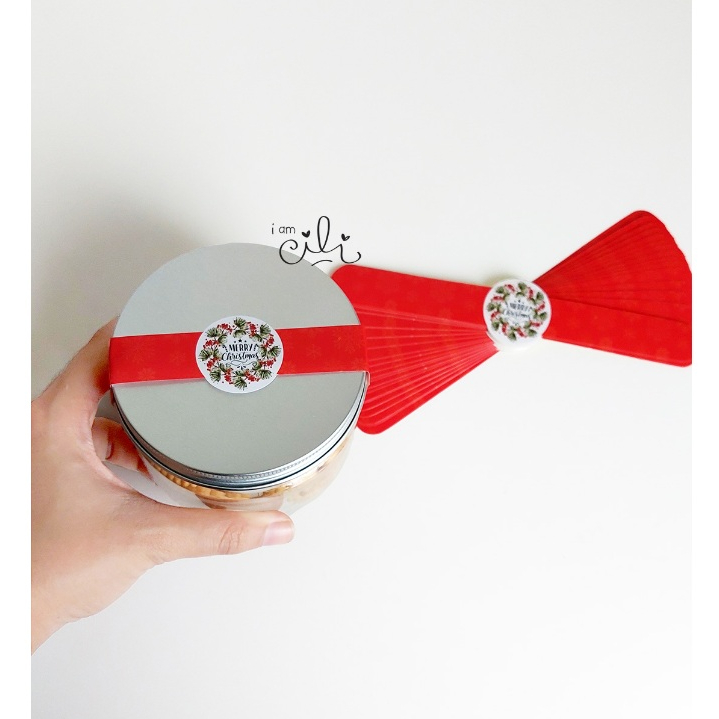 

(SC066/SC067) stiker natal merry christmas RED SNOW untuk toples