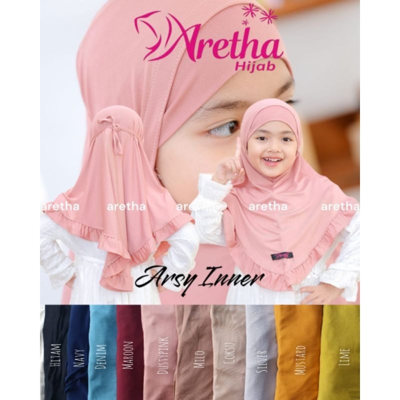 Jilbab Anak + iner 2in1 Tanpa Ribet Kira2 Usia 3-8th Hijab Anak Tanggung Ada Tali Bahan Jersey Tebal