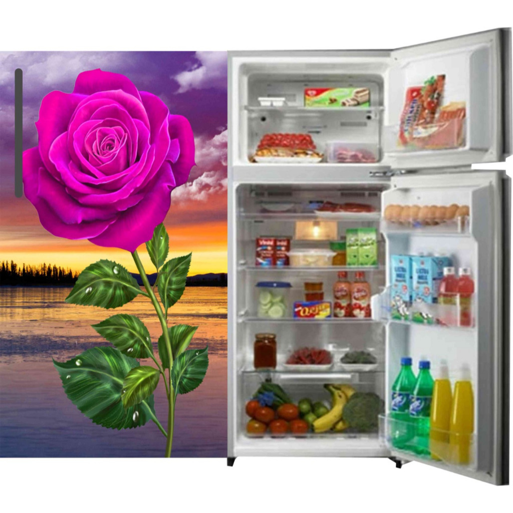 STIKER KULKAS 2 PINTU MOTIF BUNGA MAWAR