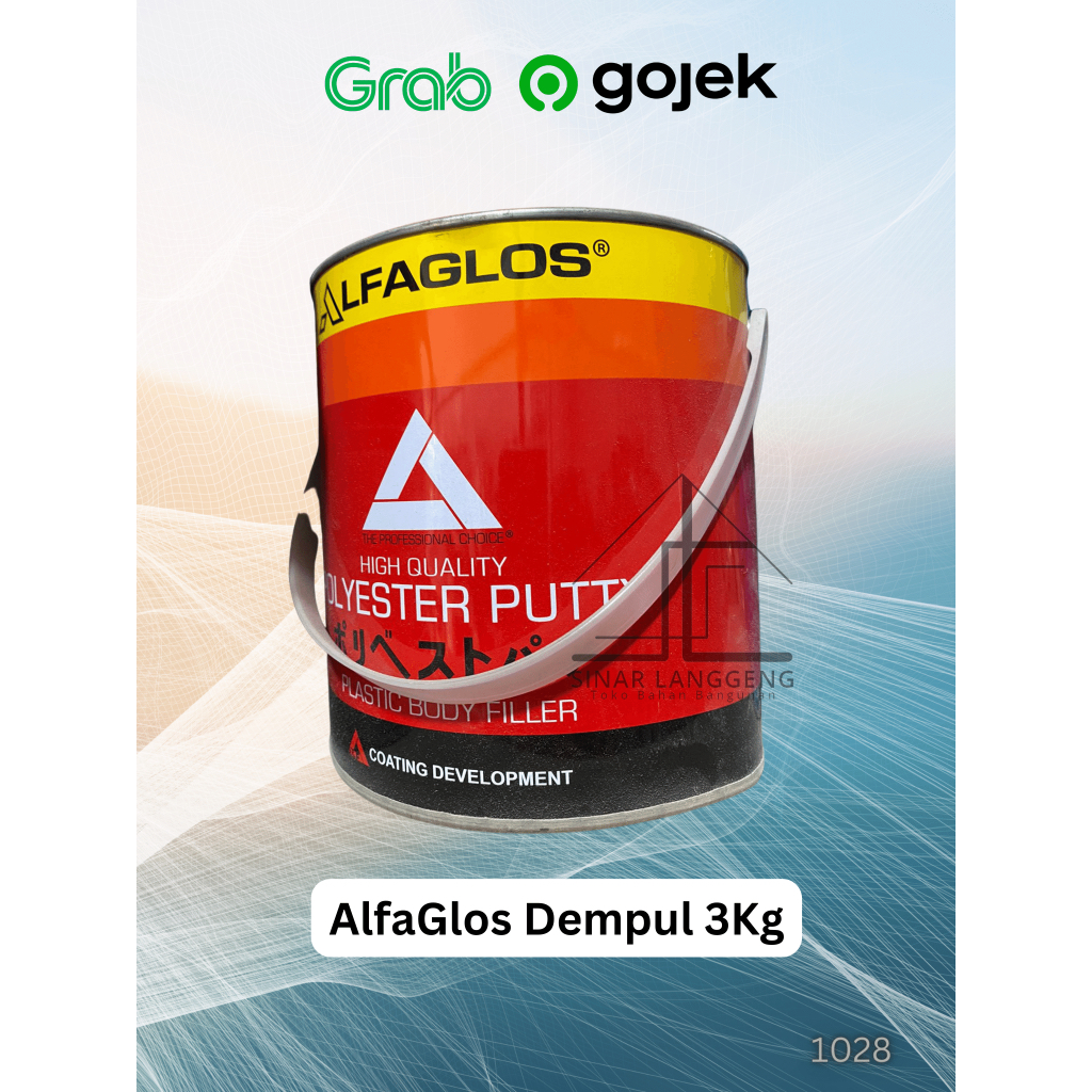 AlfaGlos + Hardener Dempul Putty 3Kg, Dempul besi / mobil / motor