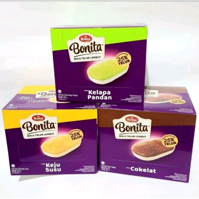 

Roma Bonita Bolu Telur Lembut 1 box isi 12 pcs