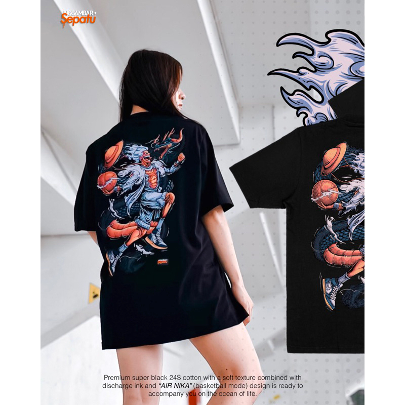 Nggambar Sepatu | Black Tshirt | Air Nika Luffy Gear5
