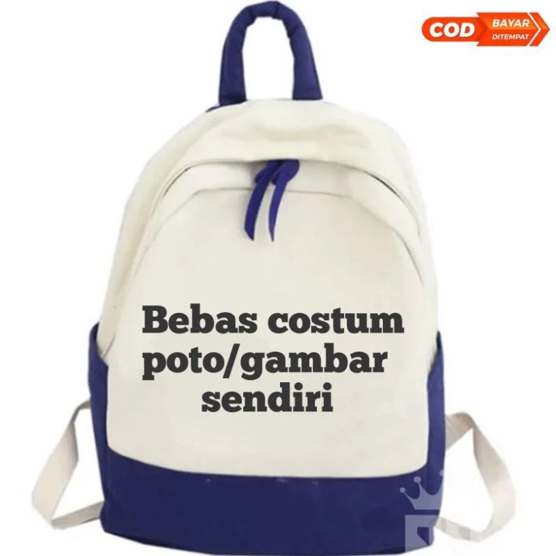 Tas ransel anak sekolah costum foto ( Free nama )