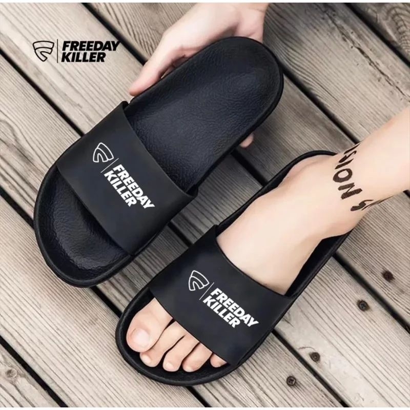 Sandal Pria Kekinian Freeday Killer Sandal wanita Unisex Slide Hitam Motif karakter Slide terbaru an