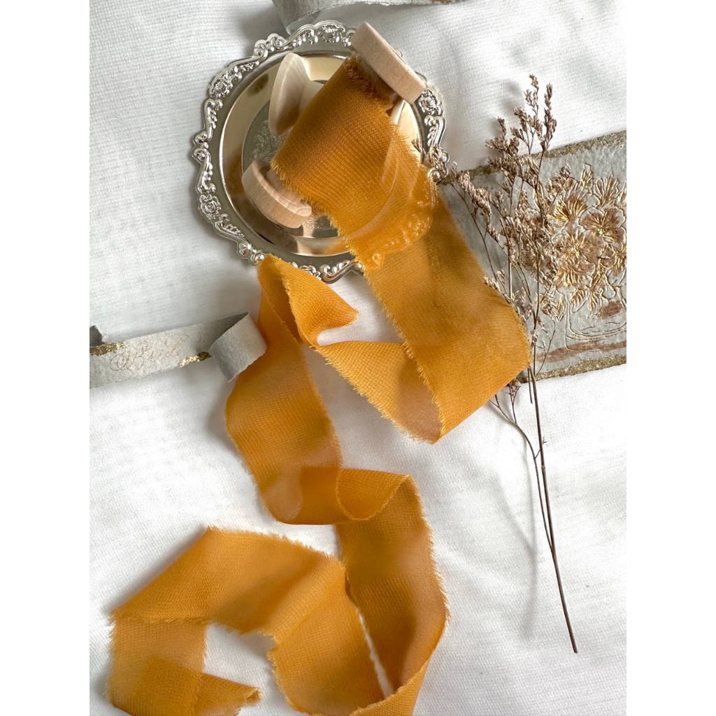 

Chiffon ribbon in Pumpin Yellow / silk ribbon