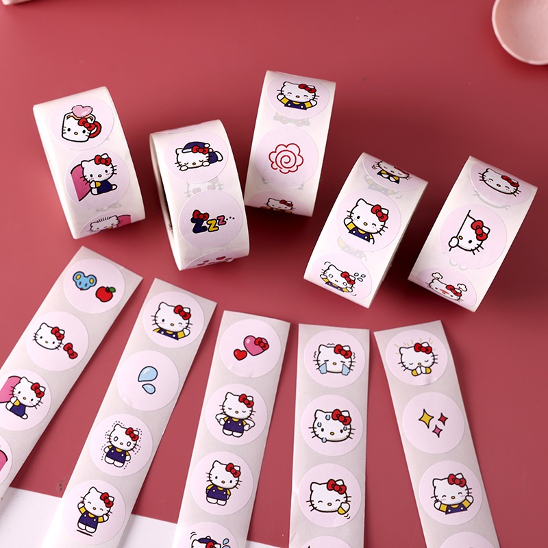 

50pcs Cute Pink Cartoon Cat Character Kitty Seal Sticker Stiker Lucu Packaging Online Shop Packing Kardus Box