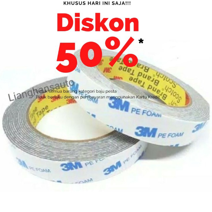

Sale DOBLE TAPE 3M PE FOAM ISOLASI BOLAK BALIK 20MM x 4.5 METER