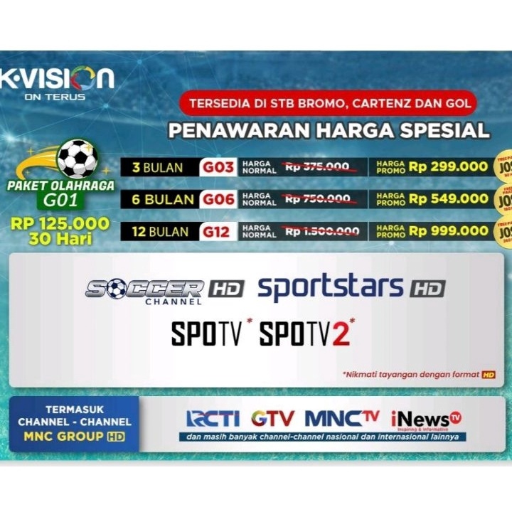 Terlaku. Paket Olahraga G01 Bromo Cartenz dan GOL K Vision Proses cepat Harga Promo