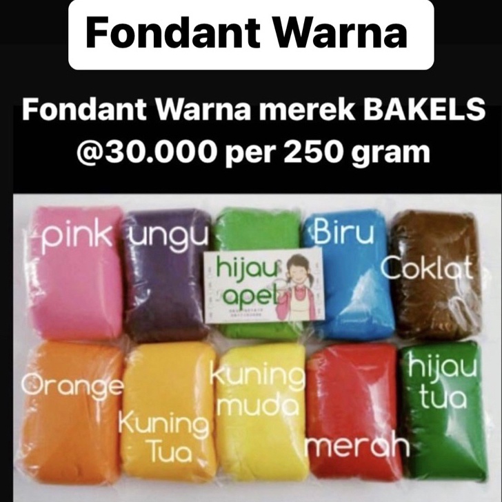 

Ready FONDANT WARNA MEREK BAKELS DIKEMAS PER 250 GRAM ★★★★