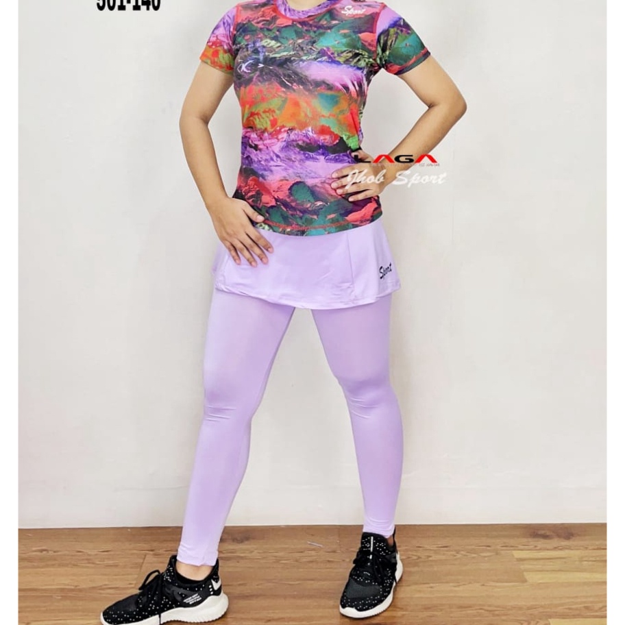 Harga Termurah SETLAN LEGGING ROK WANITA OUTDOOR/SET BAJU SENAM WANITA TERBARU/SET LEGGING TOK PANJA