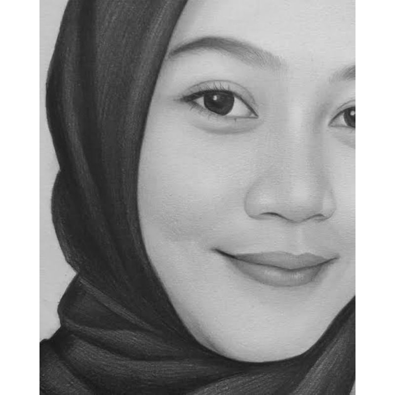 lukisan pensil berkualitas / hasil di jamin memuaskan / arsiran halus / sketsa wajah