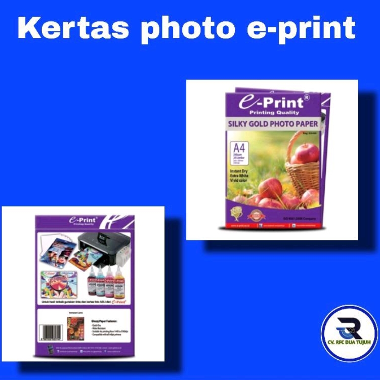 

Kertas e-Print Silky Gold Photo Paper A4 260 gsm / kertas foto doff e-Print