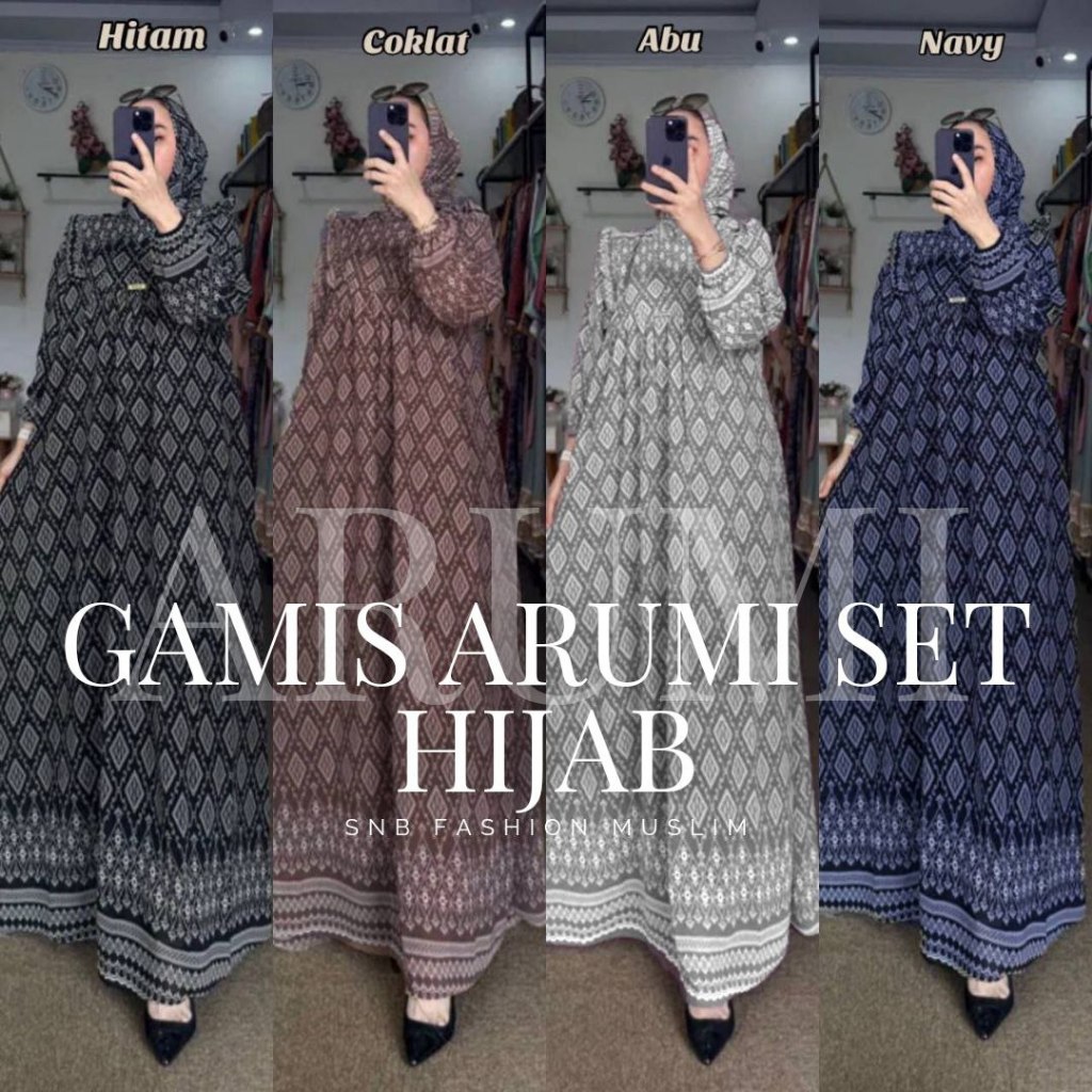 Gamis Set Hijab Syari Segi Empat Ceruty Babydoll Premium Motif Full Furing Kekinian Dress Muslimah S