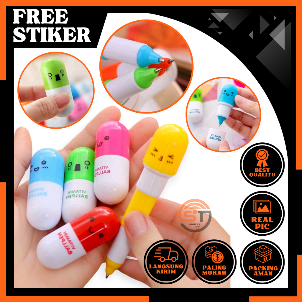 

1PCS Pulpen Motif Kapsul Vitamin Pena Unik Emotion Stationary Pen Bolpen Lucu Peralatan Sekolah Kantor Karakter A213