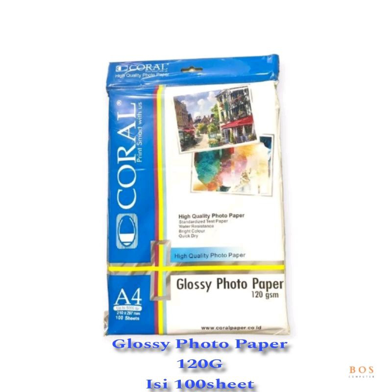CORAL GLOSSY PHOTO PAPER 120G ISI 100Lembar