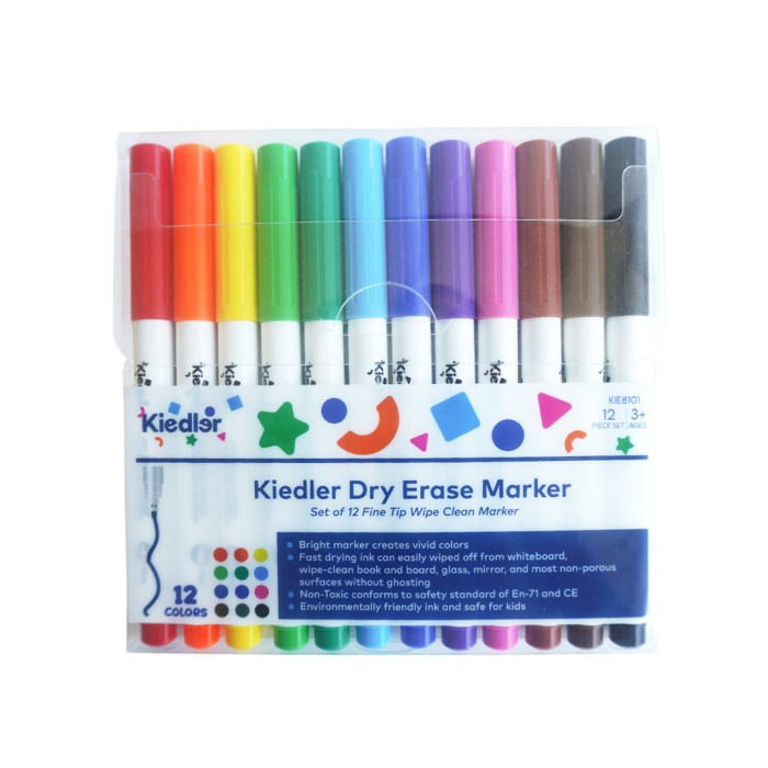 

Kiedler White Board Dry Erase Marker 12pcs Spidol Wipe Clean Spidol Air