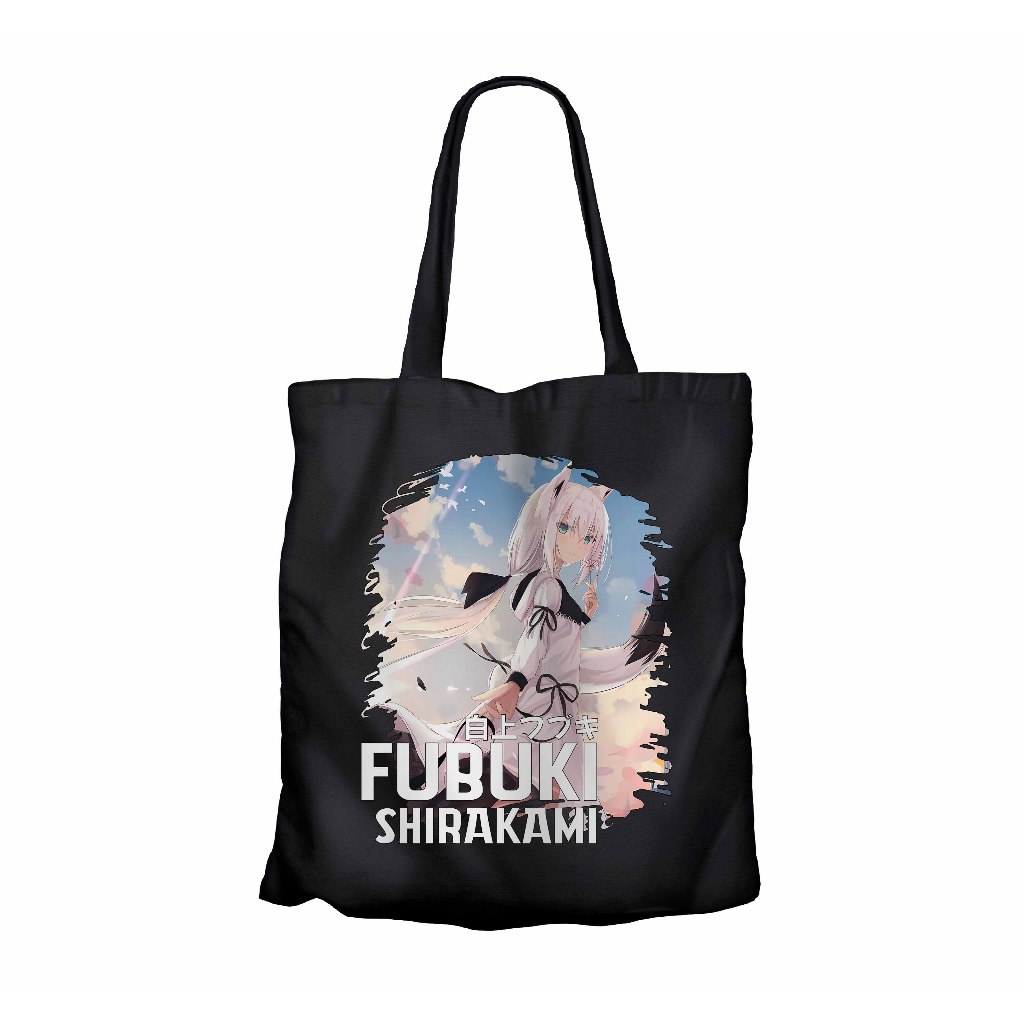 Tote bag infinite anime vtuber SHIRAKAMI FUBUKI SIDE BACK - HOLOLIVE JP material canvas