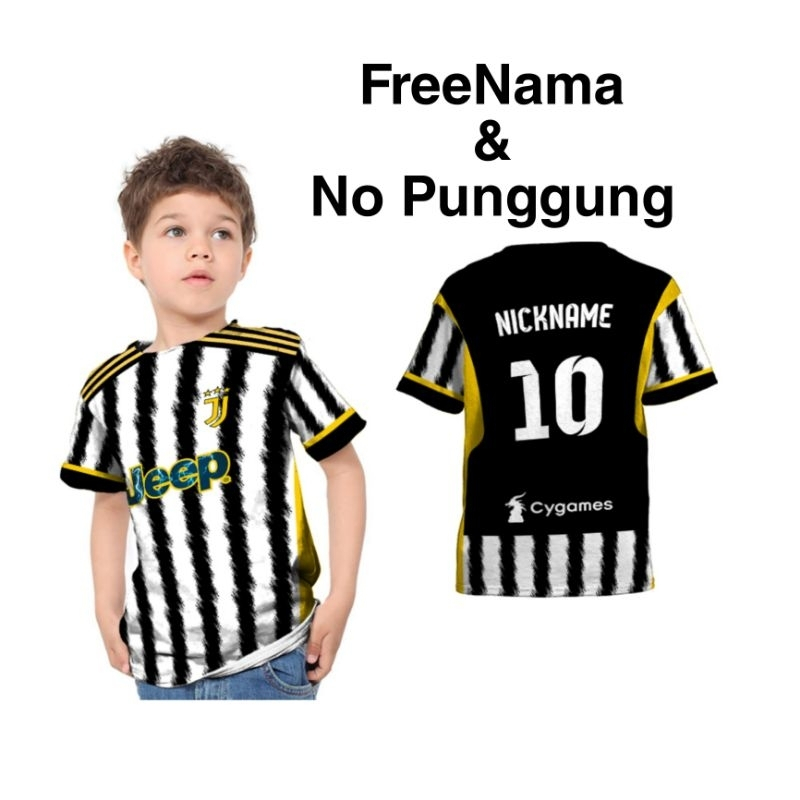 Kaos Jersey Bola Anak Printing Juventus 23/24 Custom Nama