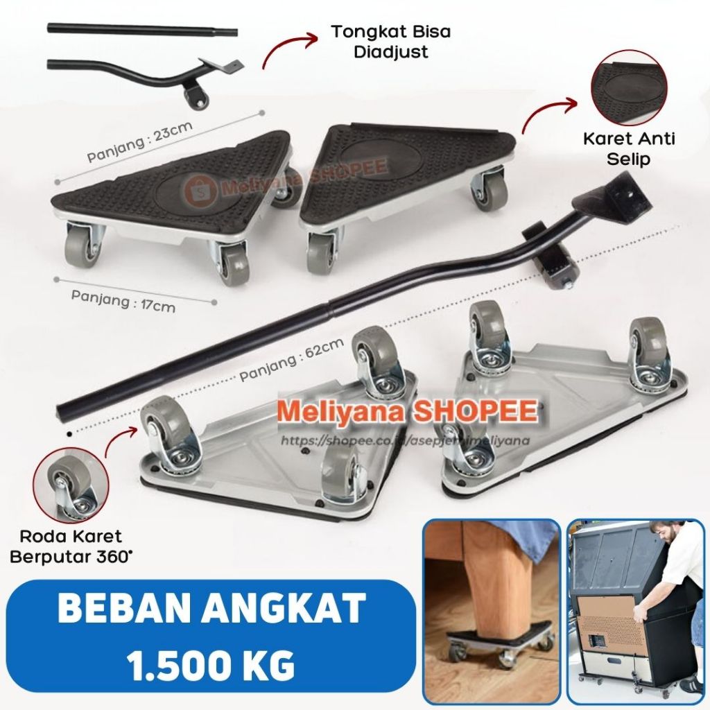 alat angkat dorong pindah barang furniture lemari berat roda besi 1500KG