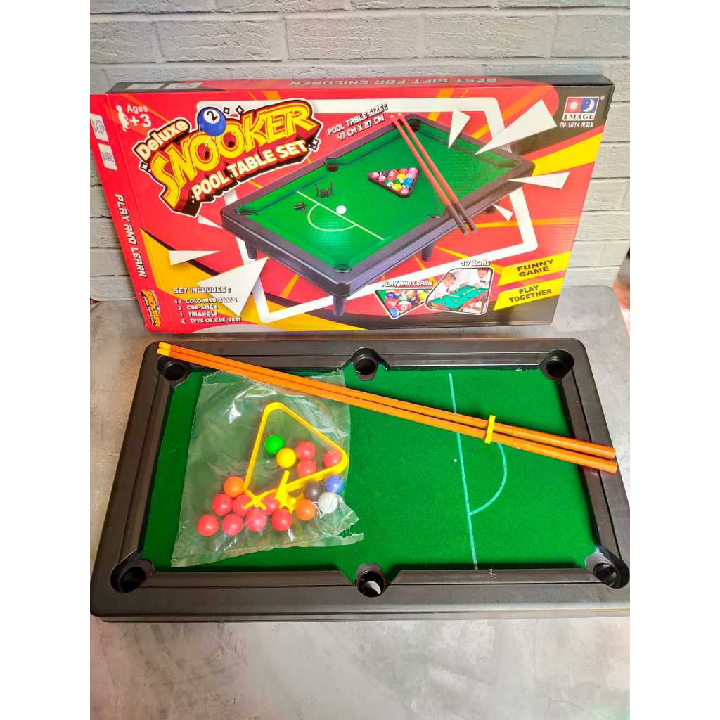 Mainan Billiard mini Snooker Pool Set / Meja Bola Billiard mini / Permainan Keluarga