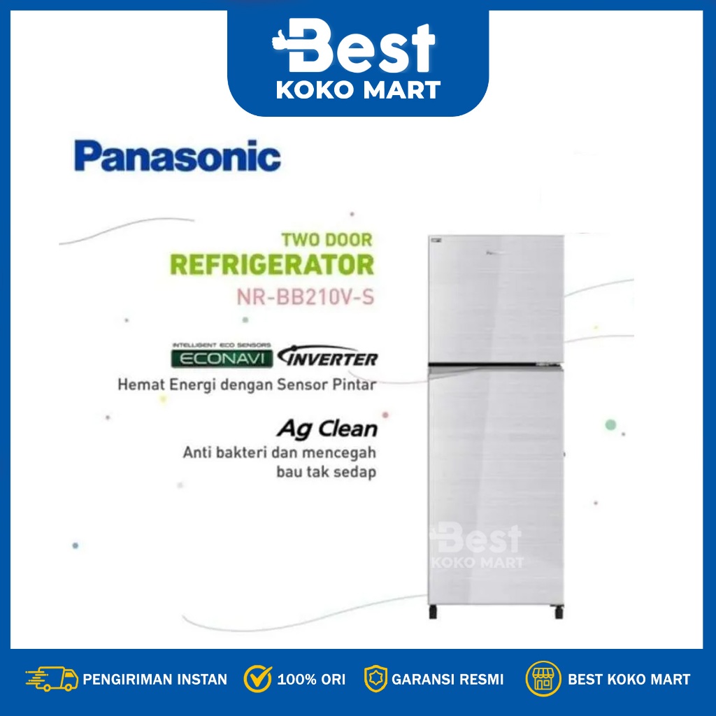 Kulkas Panasonic NR-BB210V-S | 2 pintu BB210 VS door NRBB210V BB210VS -Silver