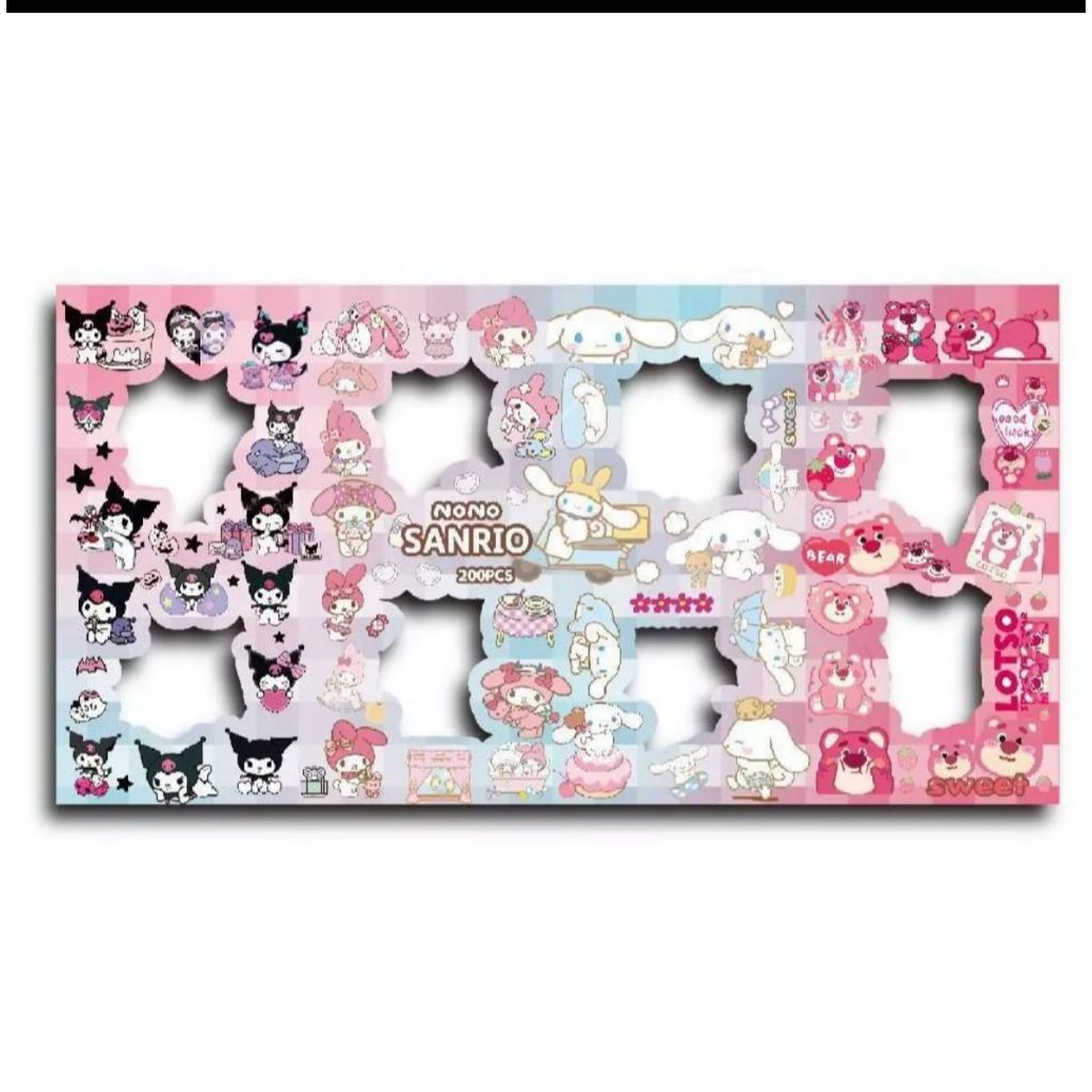

Sticker Sanrio Character Lucu Aesthetic Stiker Botol Buku Hp Diary Isi 100Pcs