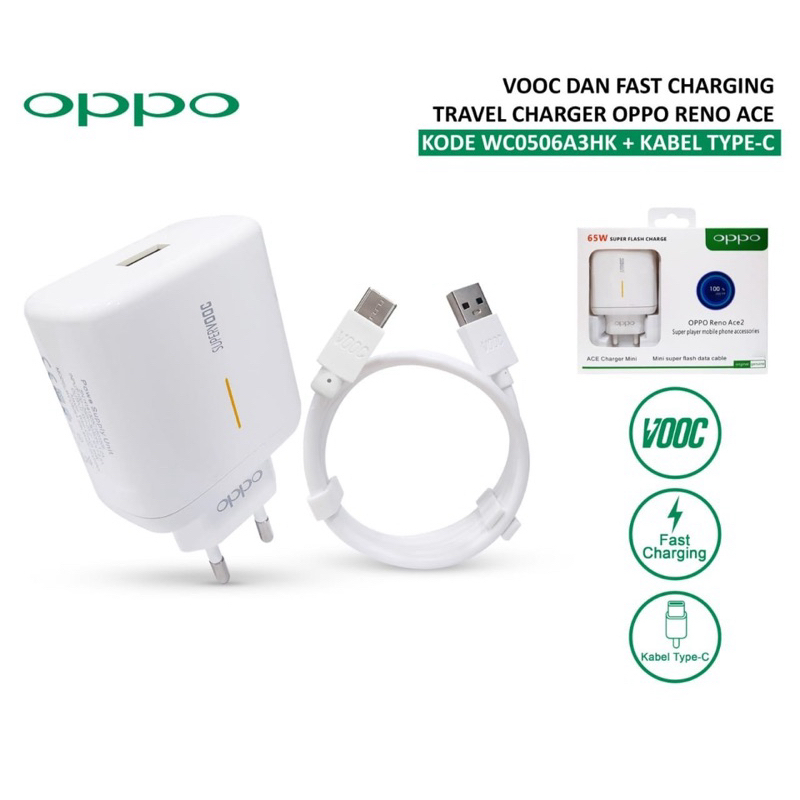 Travel charger oppo type c 65w supervooc fast charging original charger oppo 65watt