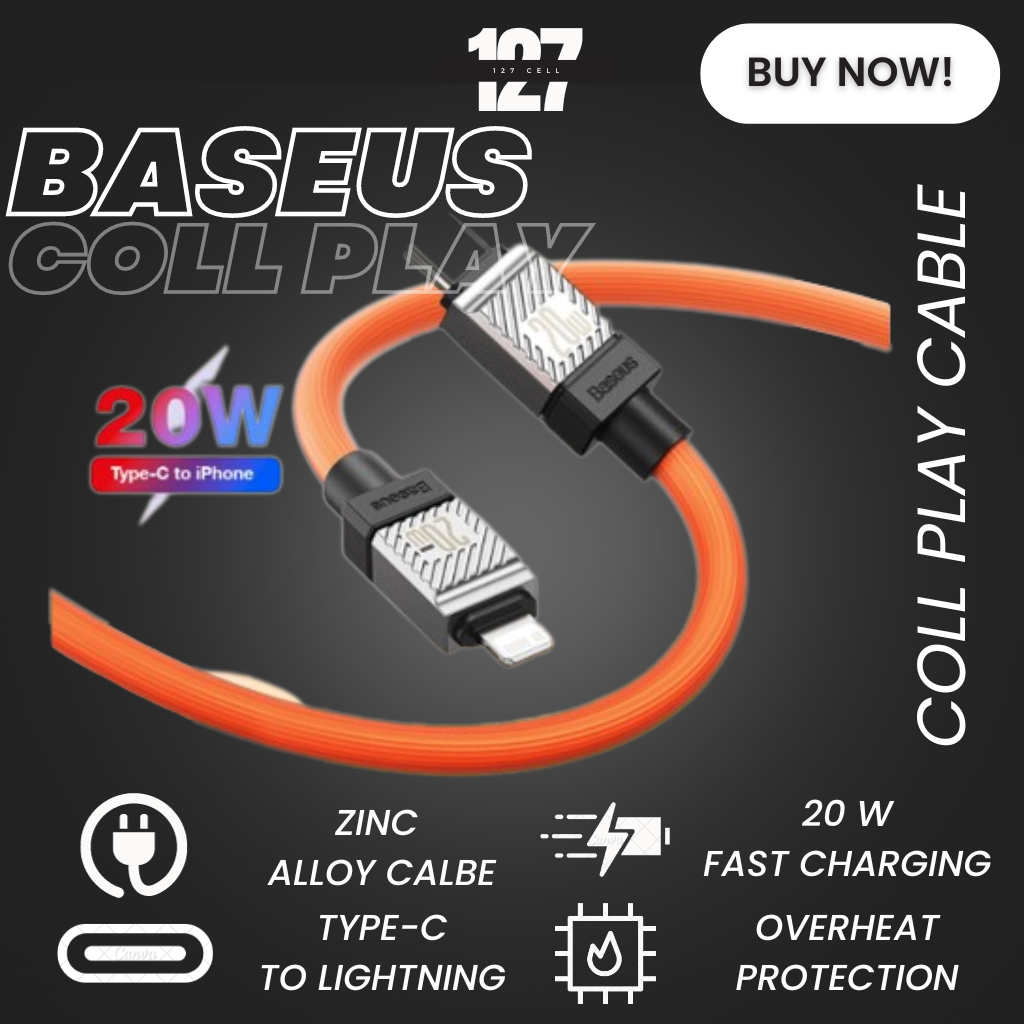 Baseus CoolPlay Series  KABEL DATA Charger TYPE-C LIGHTNING Cable IPHONE Apple 20W 1 & 2 Meter FAST 