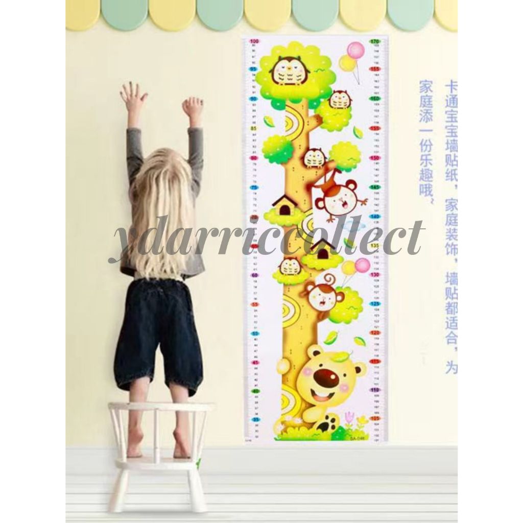 Sticker Ukur Tinggi Badan Anak Motif Jerapah Hewan