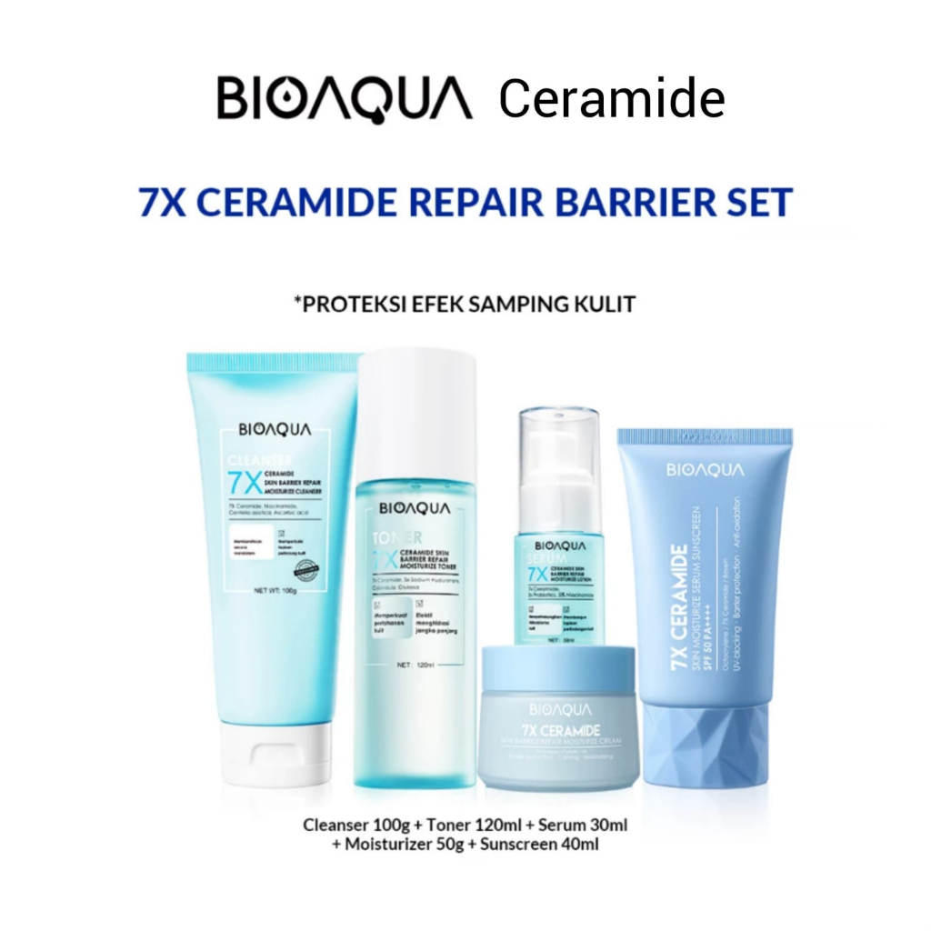 BIOAQUA 7X Ceramide Skincare Paket Repair Barrier Set With Moisturizer Cream/Hydrating Toner/Serum W