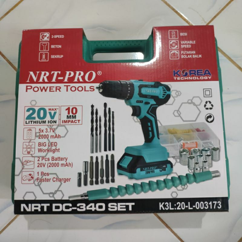 NRT-Pro DC-340 Set, Bor Baterai, Bor Cordless