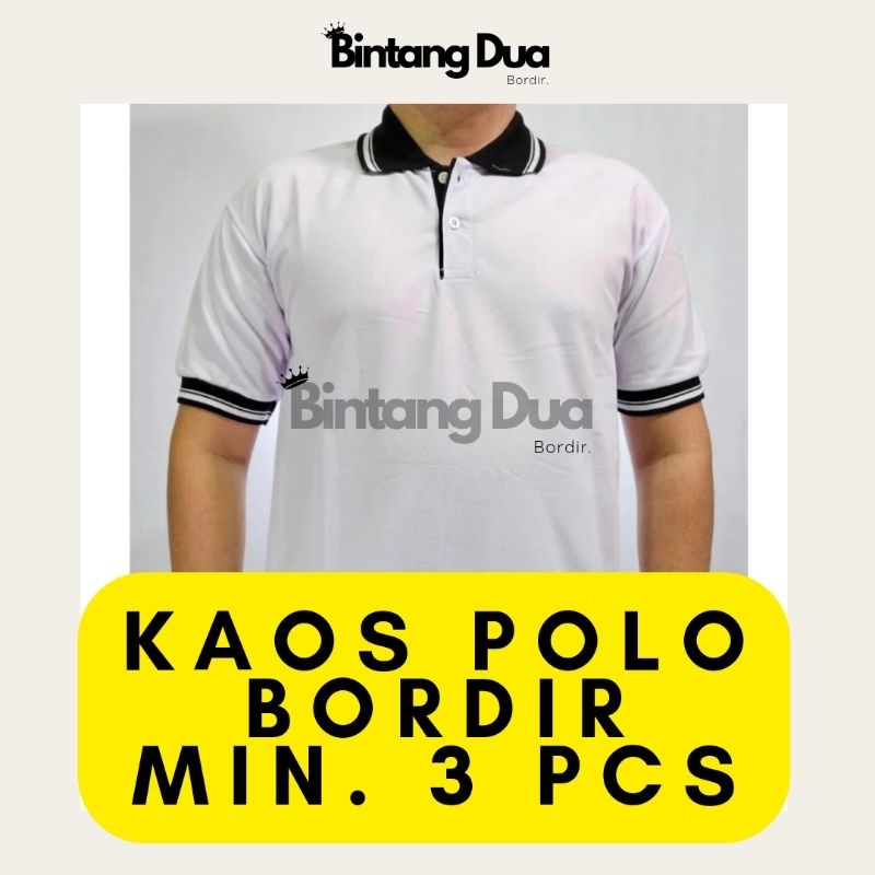 Kaos Polo/Kerah/Poloshirt Kombinasi Lengan Pendek Custom Bordir (Min. Order 3Pcs)