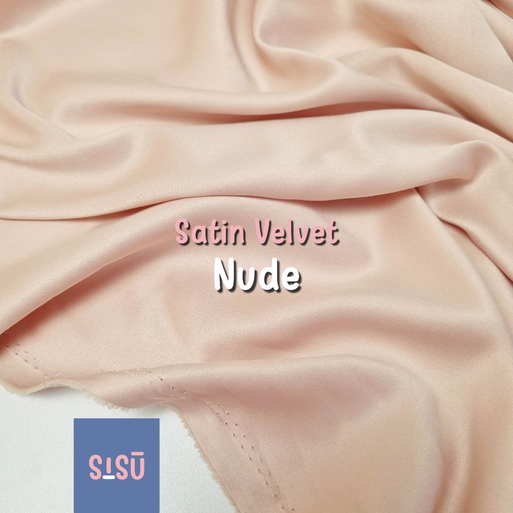 1 Meter Kain Satin Sutra Velvet Bahan Dress Bridesmaid, Kebaya, Furing, Hijab Warna Sage Green